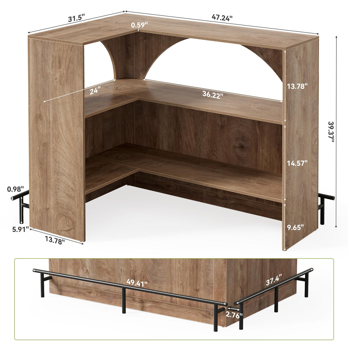 L-Shaped Corner Bar Table