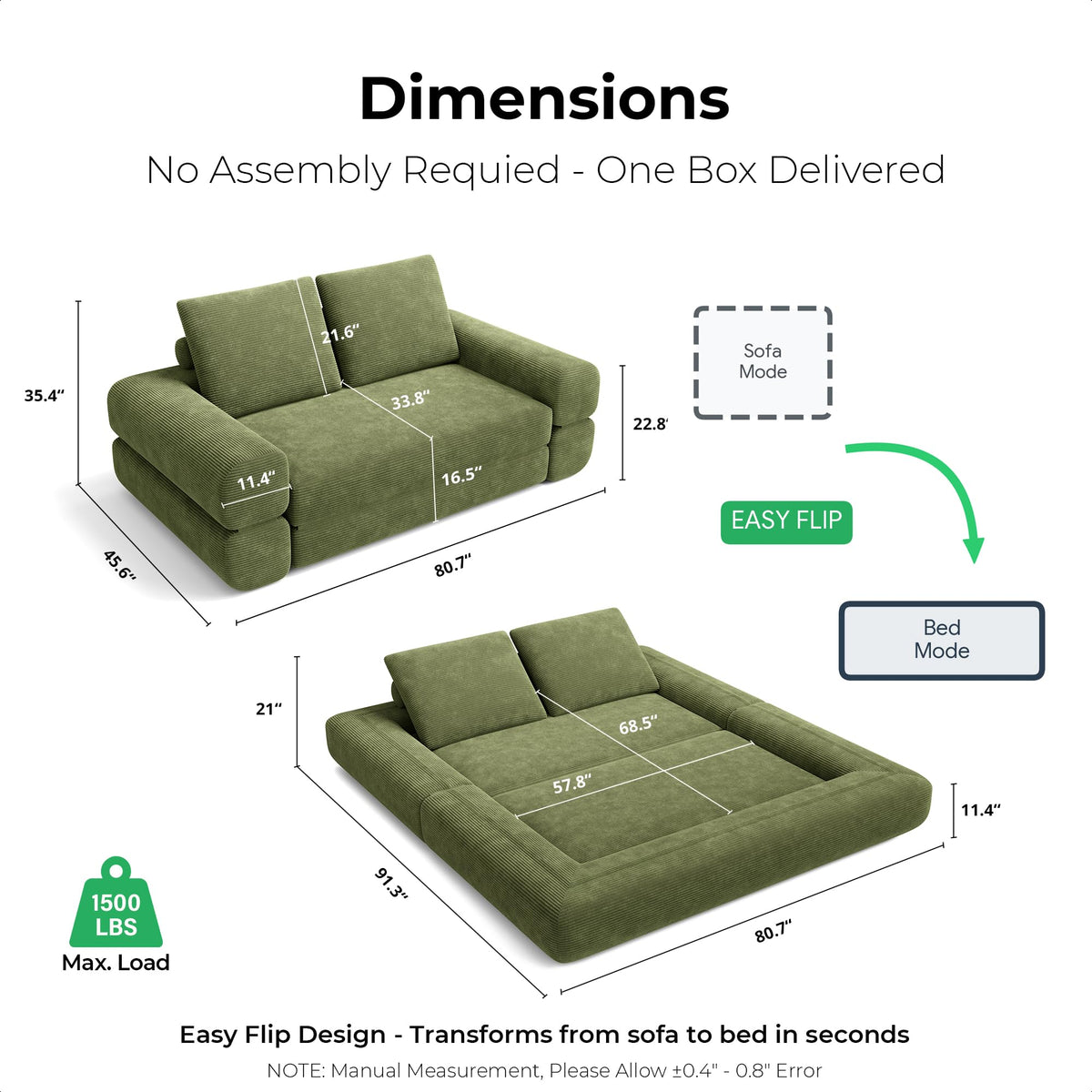 Corduroy Convertible Sleeper Sofa