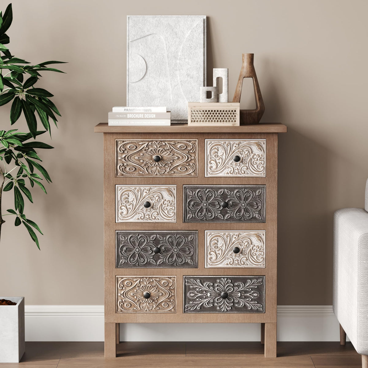 8-Drawer Boho Accent Cabinet