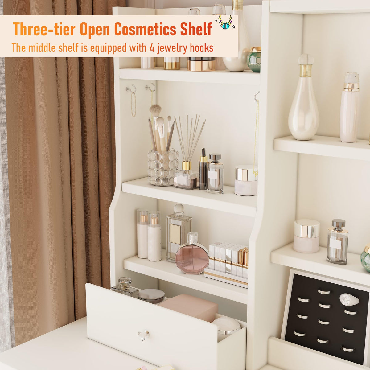 White Vanity Desk with LED Mirror