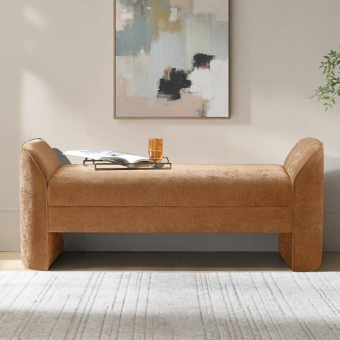 Upholstered Chenille End-of-Bed Bench
