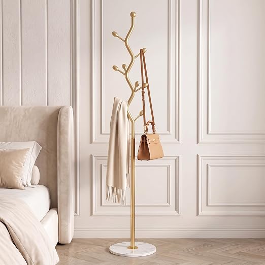 9-Hook Coat Rack with Marble Base