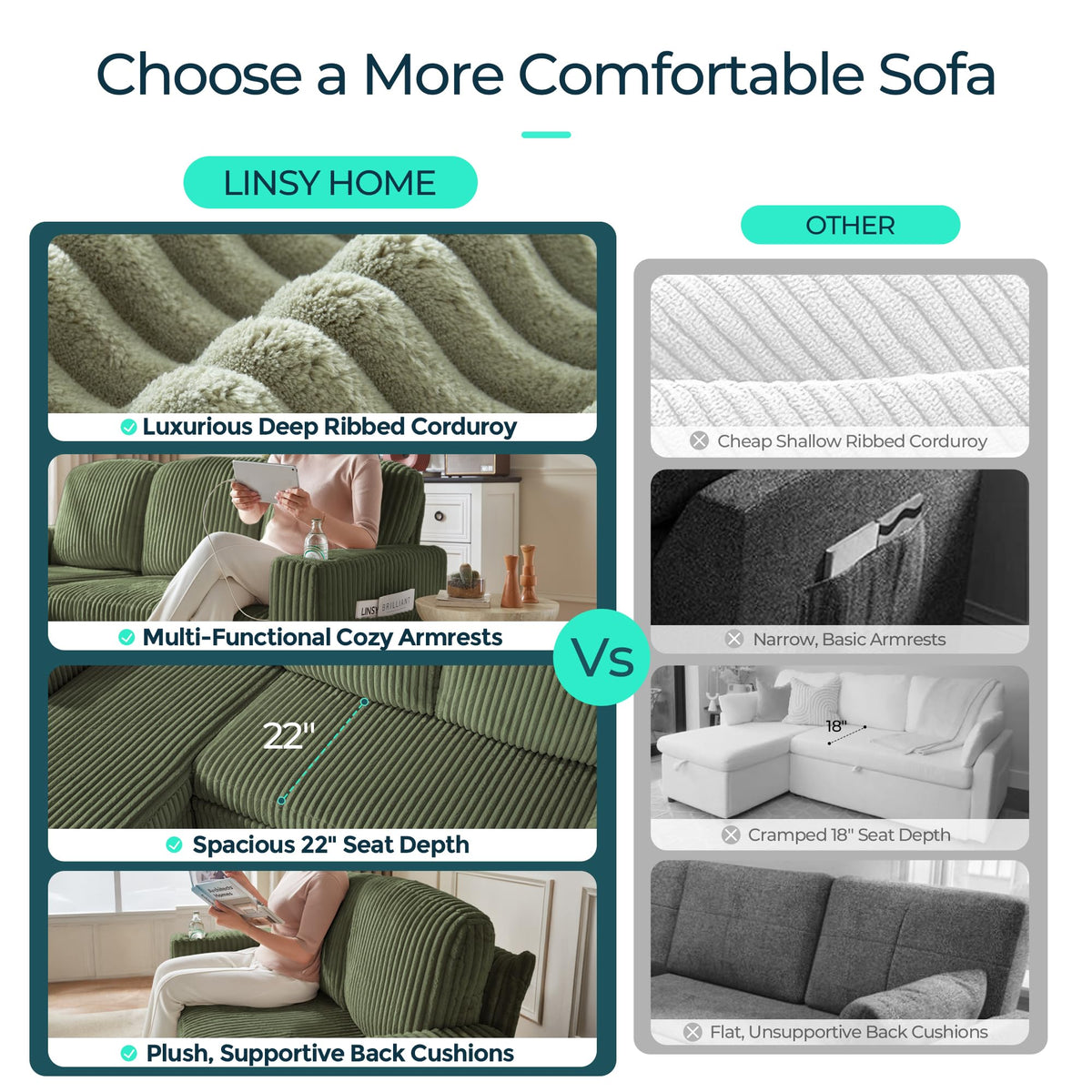 Corduroy Storage Loveseat