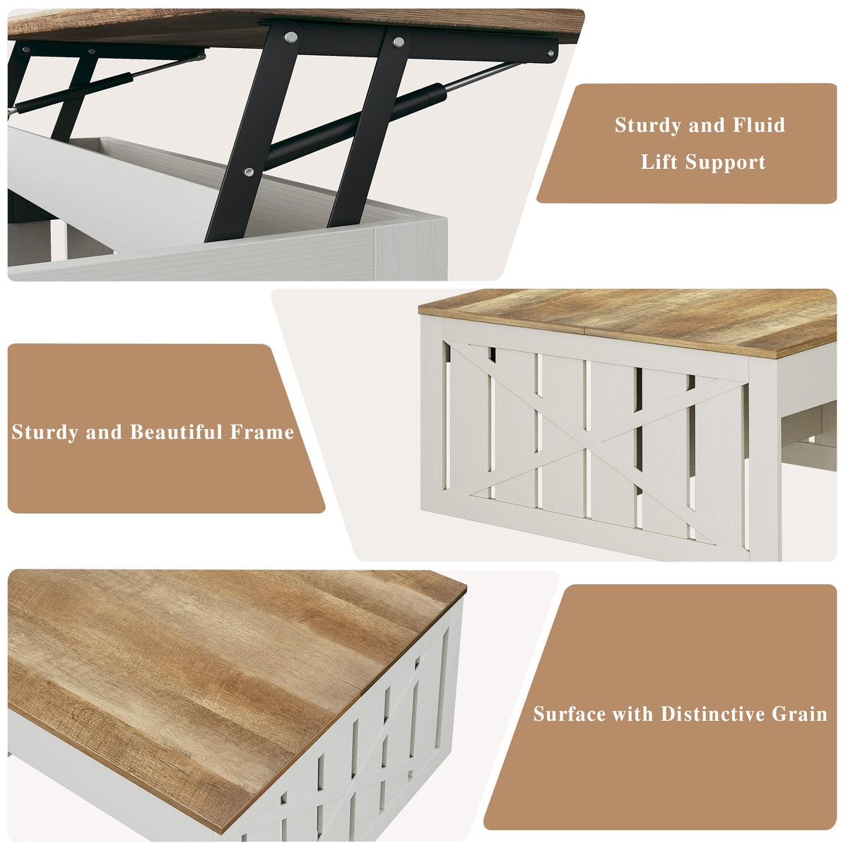 White Lift-Top Coffee Table with Storage Bench