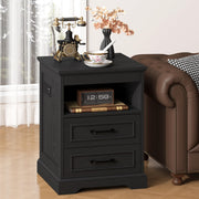 Farmhouse Nightstand with Charging Station & 3 Drawers