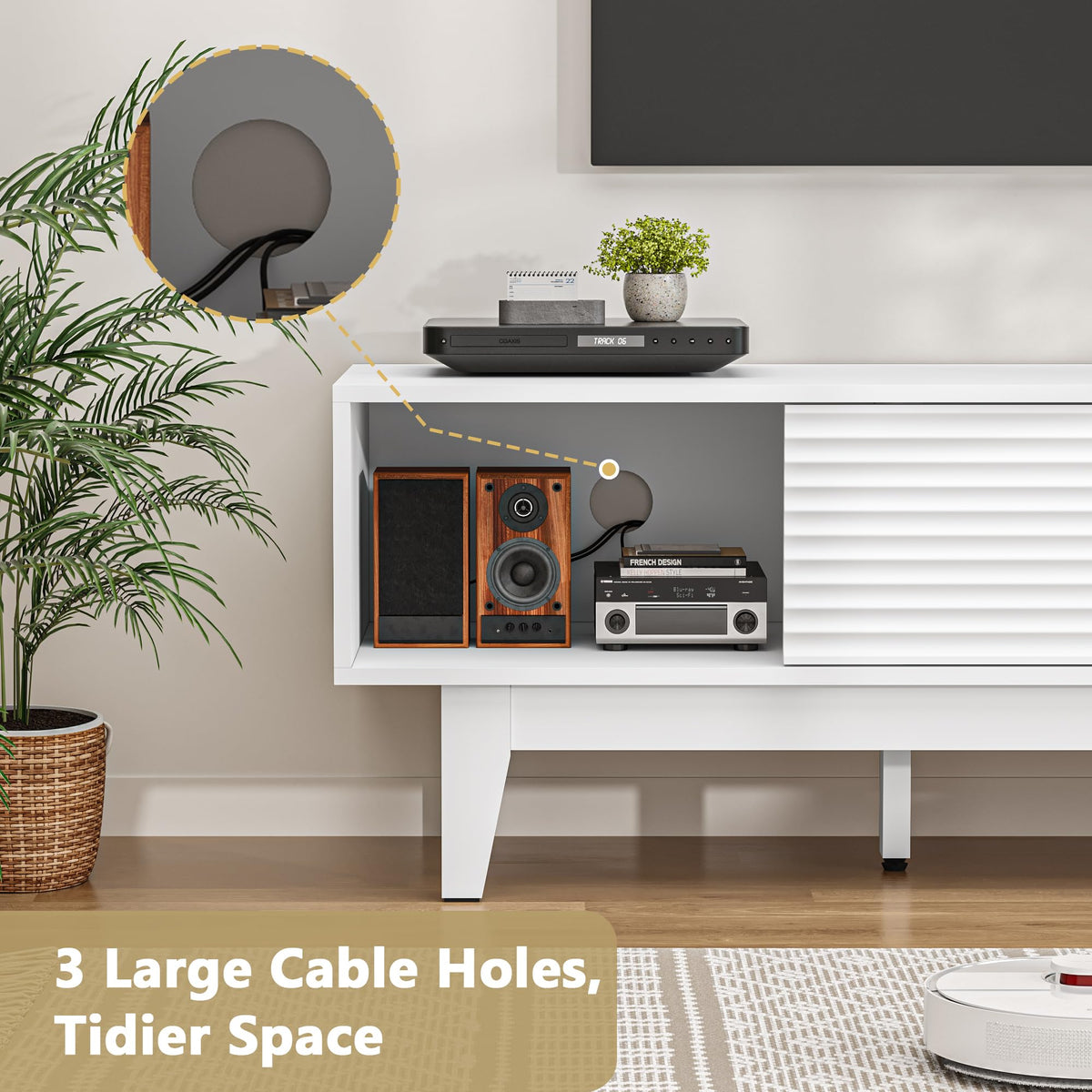 White Fluted TV Stand