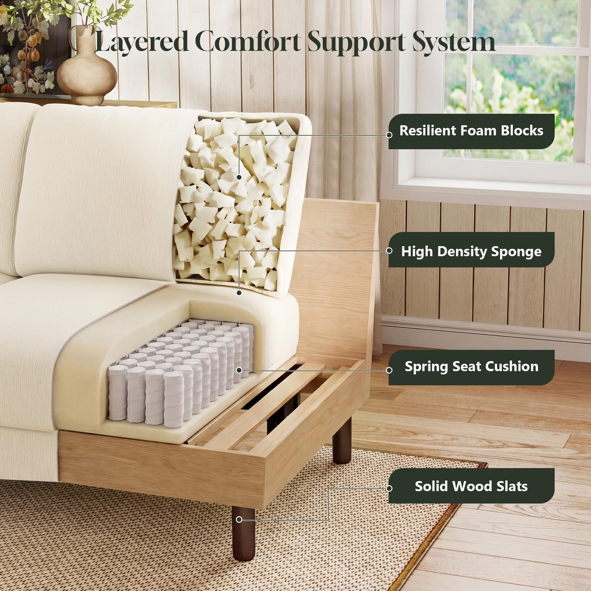 WorthFurni 68" Loveseat Sofa, Comfy Chenille Fabric Couches for Living Room with Spring Cushion and Solid Wood Frame, Modern Deep Seat Couch for Bedroom, Apartment, Office, Easy Assembly, Beige