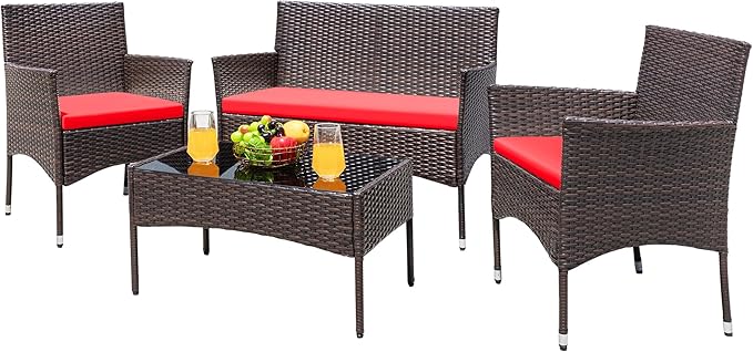 4-Piece Outdoor Rattan Patio Furniture Set