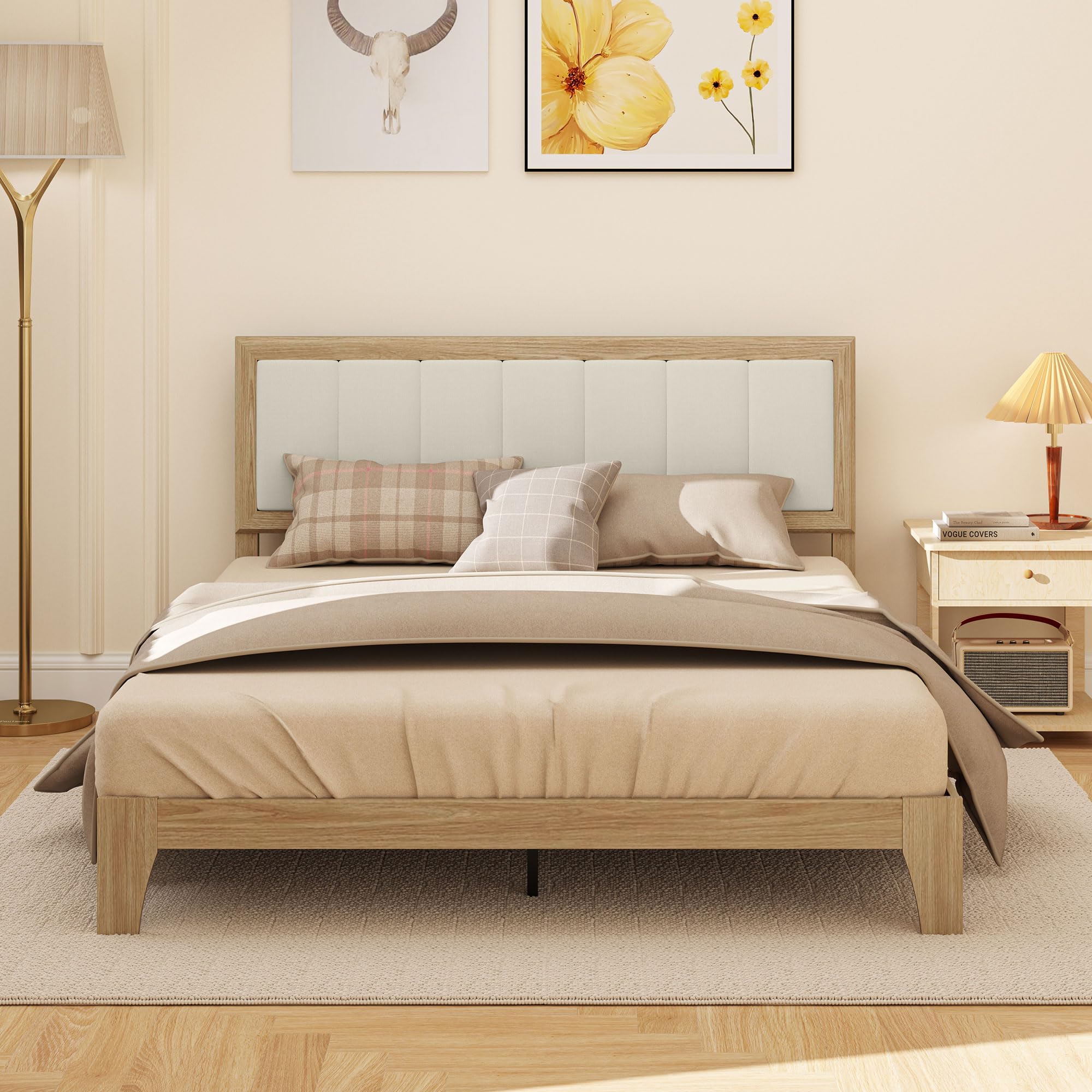 Queen Size Upholstered Platform Bed Frame