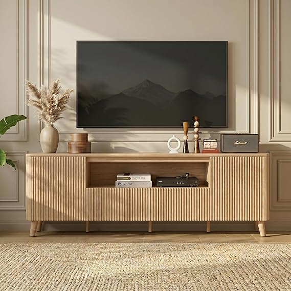 Mid-Century Modern TV Stand for 80" TVs with Storage