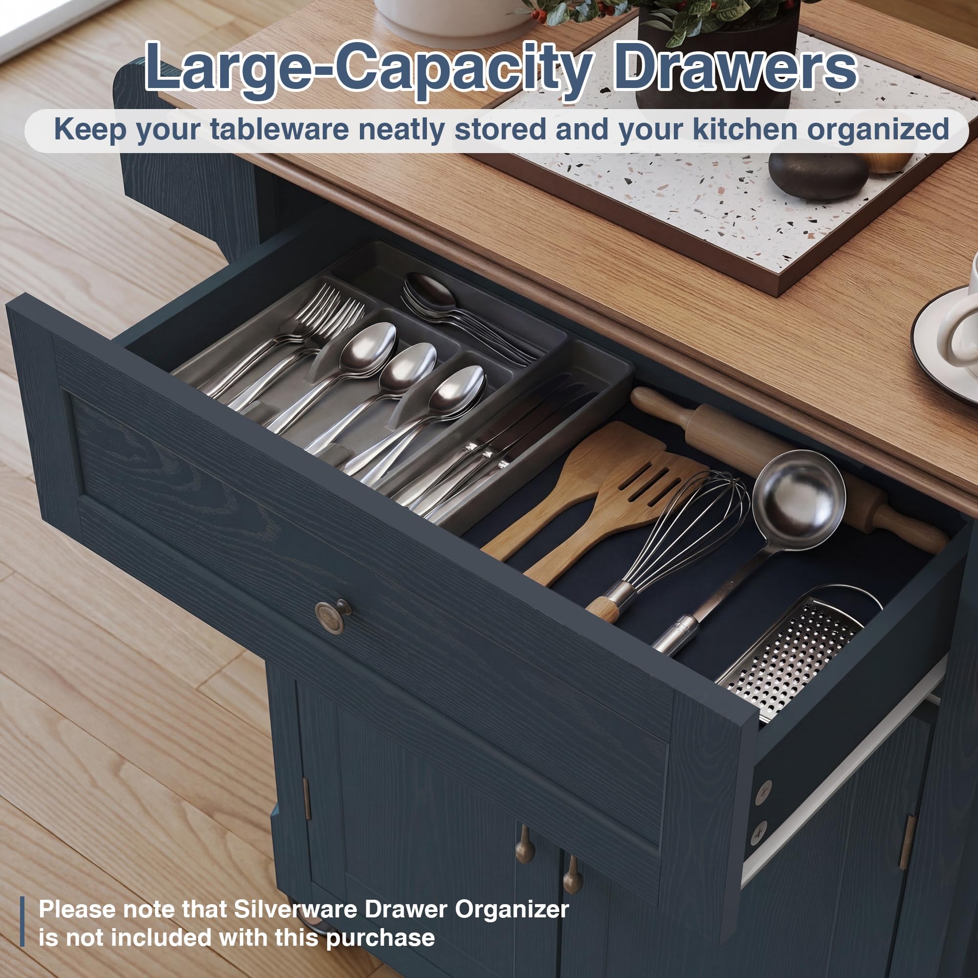 Rolling Kitchen Island Cart with Storage