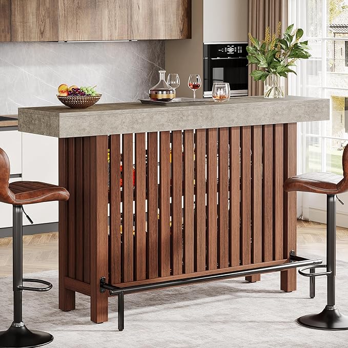 Bar Table with Storage and Footrest