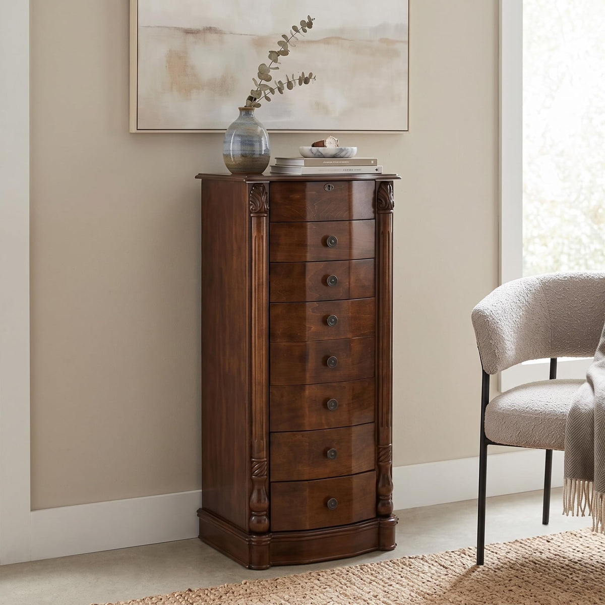 7-Drawer Locking Jewelry Armoire
