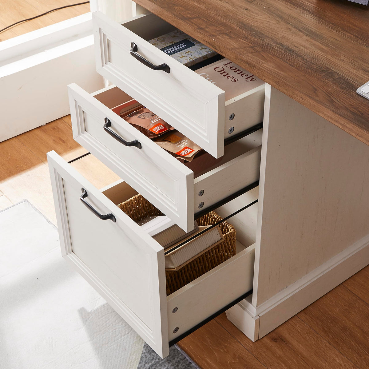 L-Shaped Desk with File Cabinet