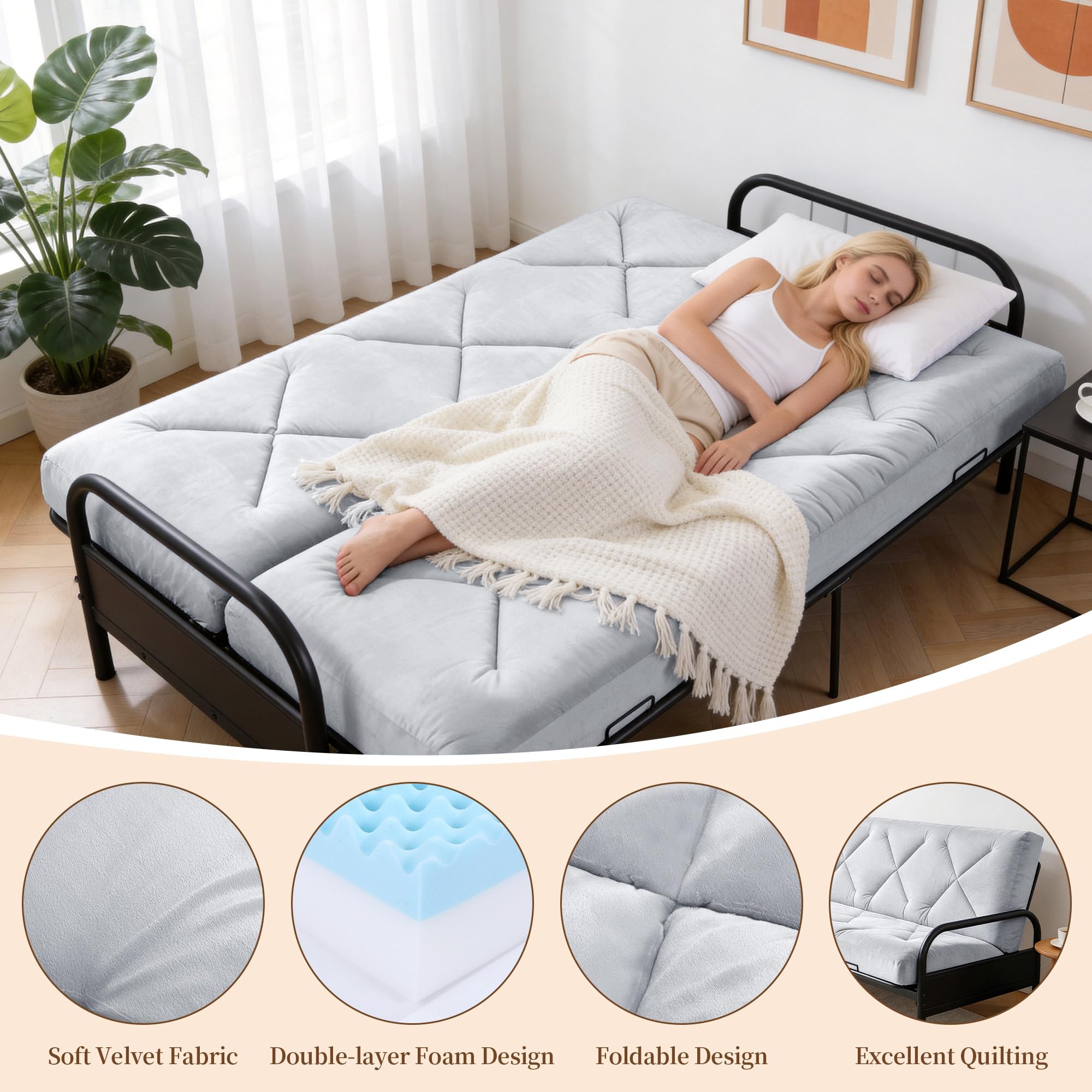 Foldable Futon Mattress with Zipper Connection