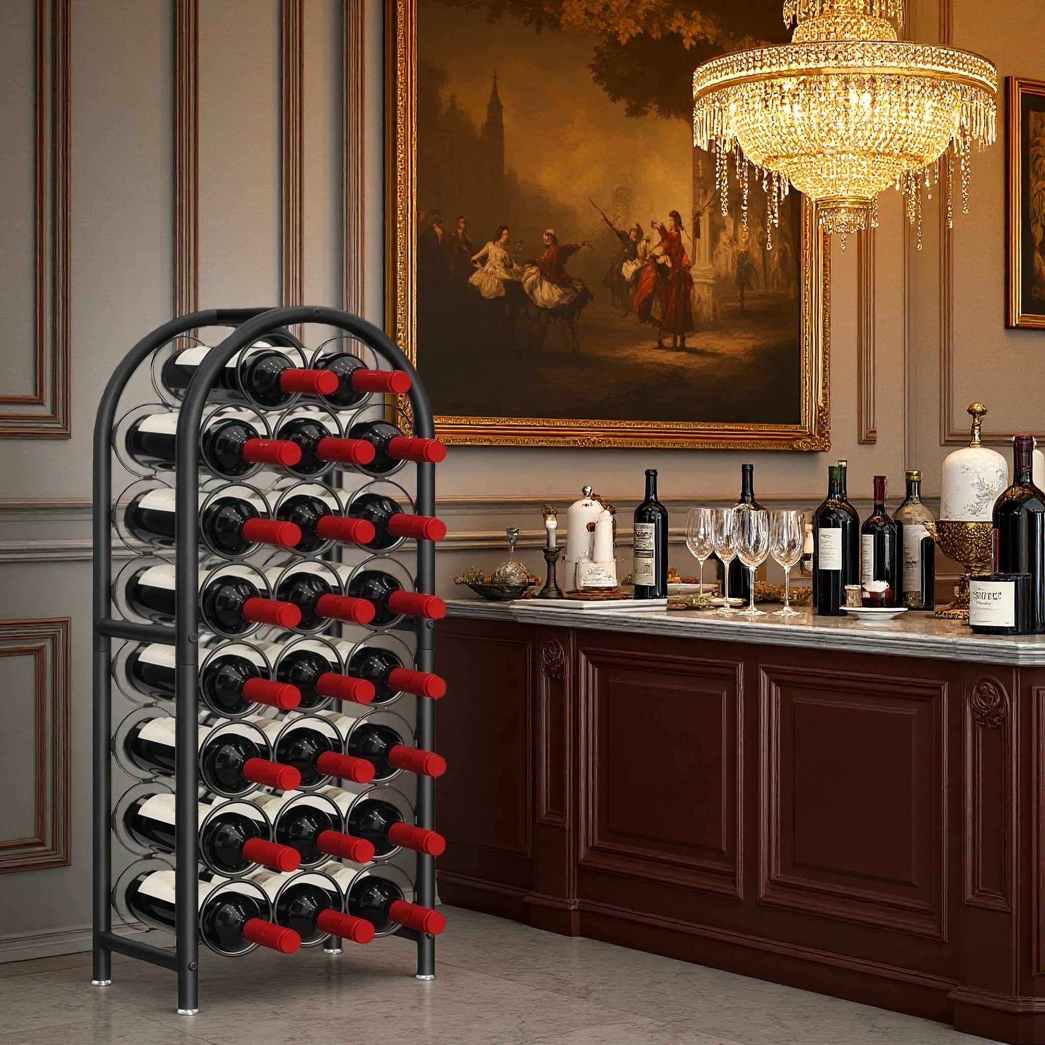 23-Bottle Freestanding Metal Wine Rack