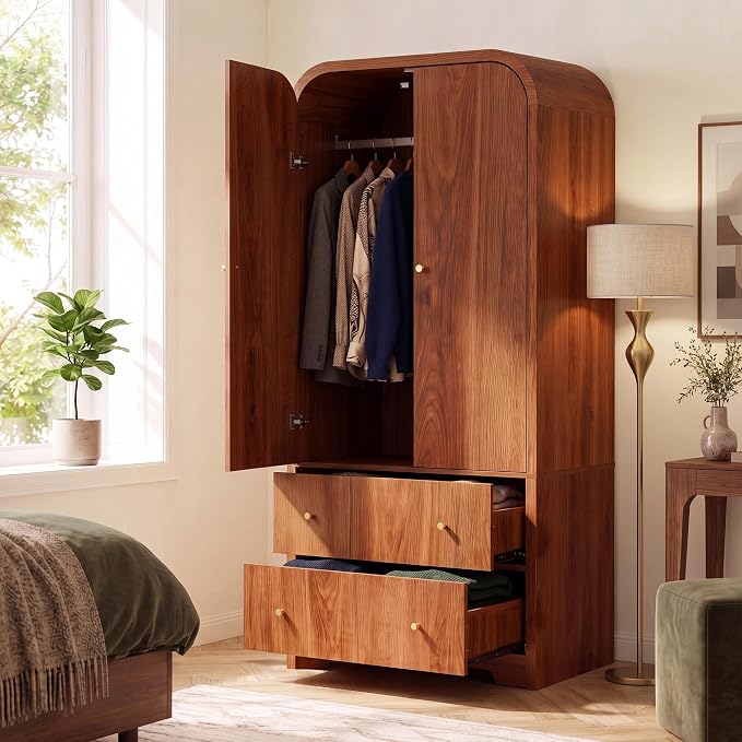 Arched Wardrobe with 2 Drawers
