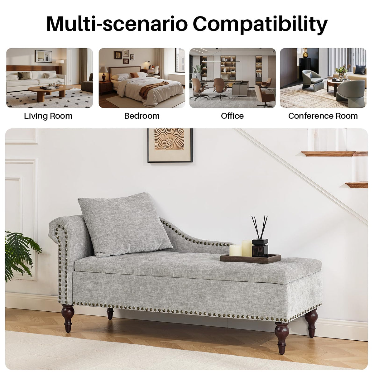 Velvet Storage Chaise Lounge