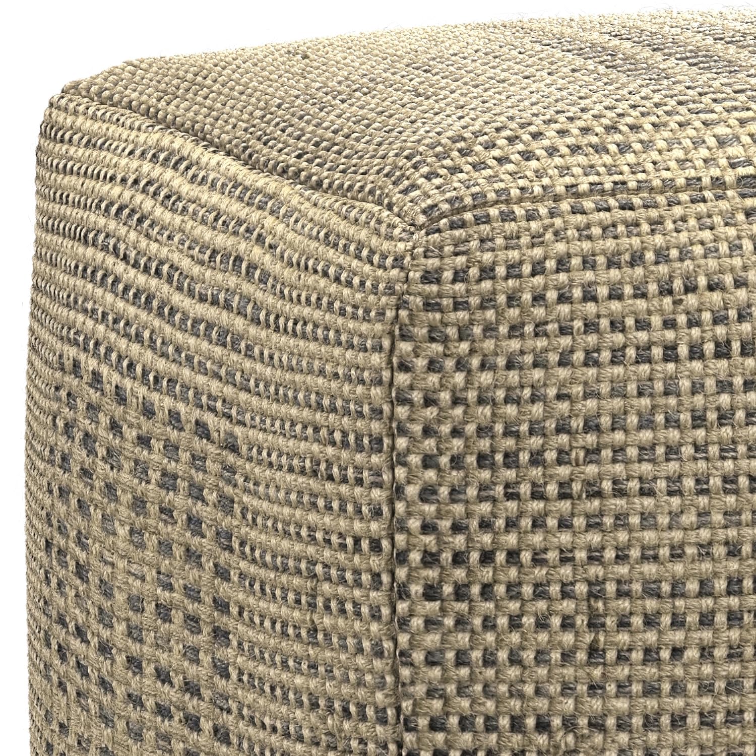 SIMPLIHOME Delilah Square Pouf - 18 inch Wide Handwoven Jute Ottoman in Natural, Contemporary Footstool or Extra Seating for Living Room, Bedroom, or Kids Room with Polystyrene Filling, Assembled