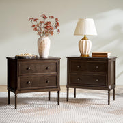 Mid-Century Modern End Table with Charging Station & 2 Drawers