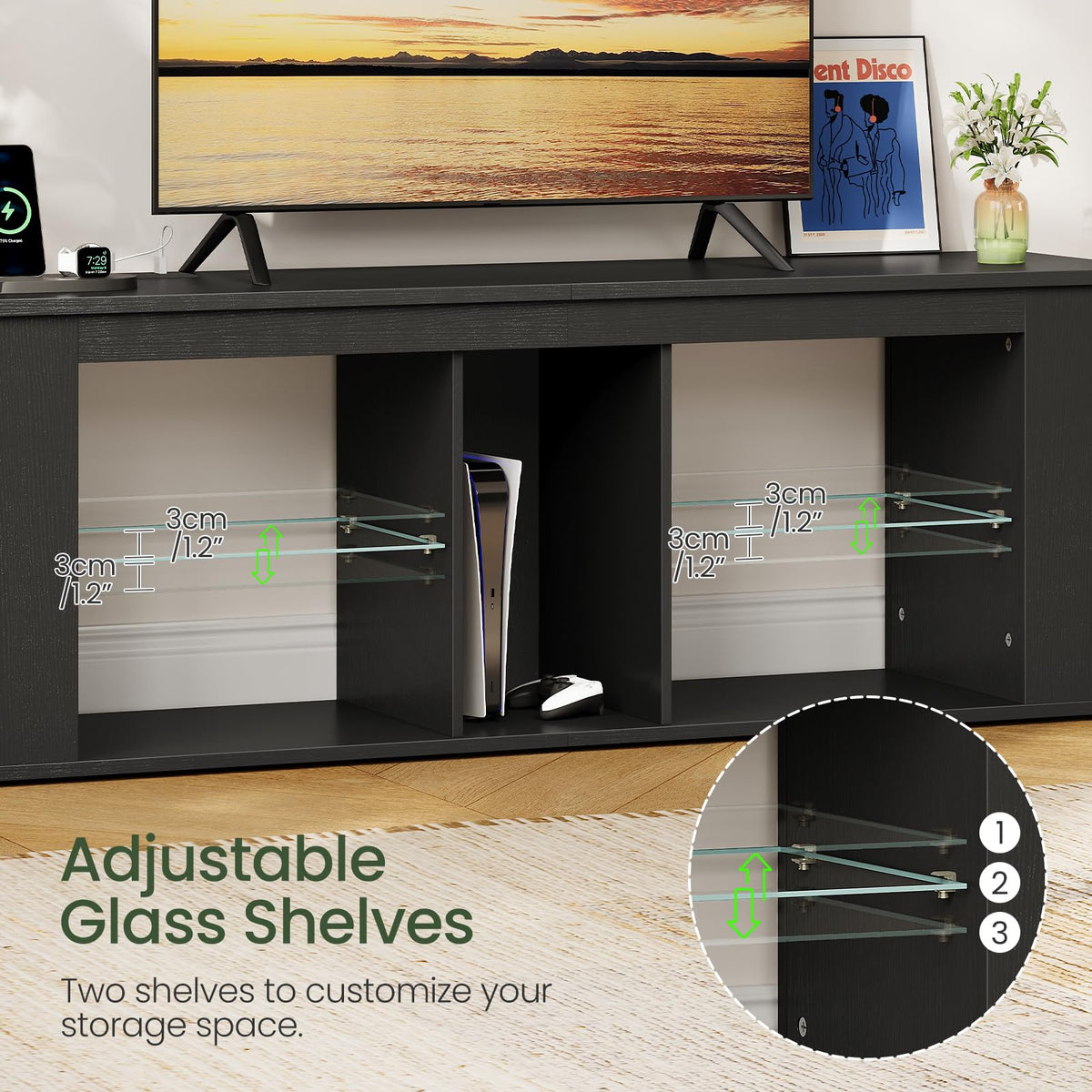 Black LED TV Stand