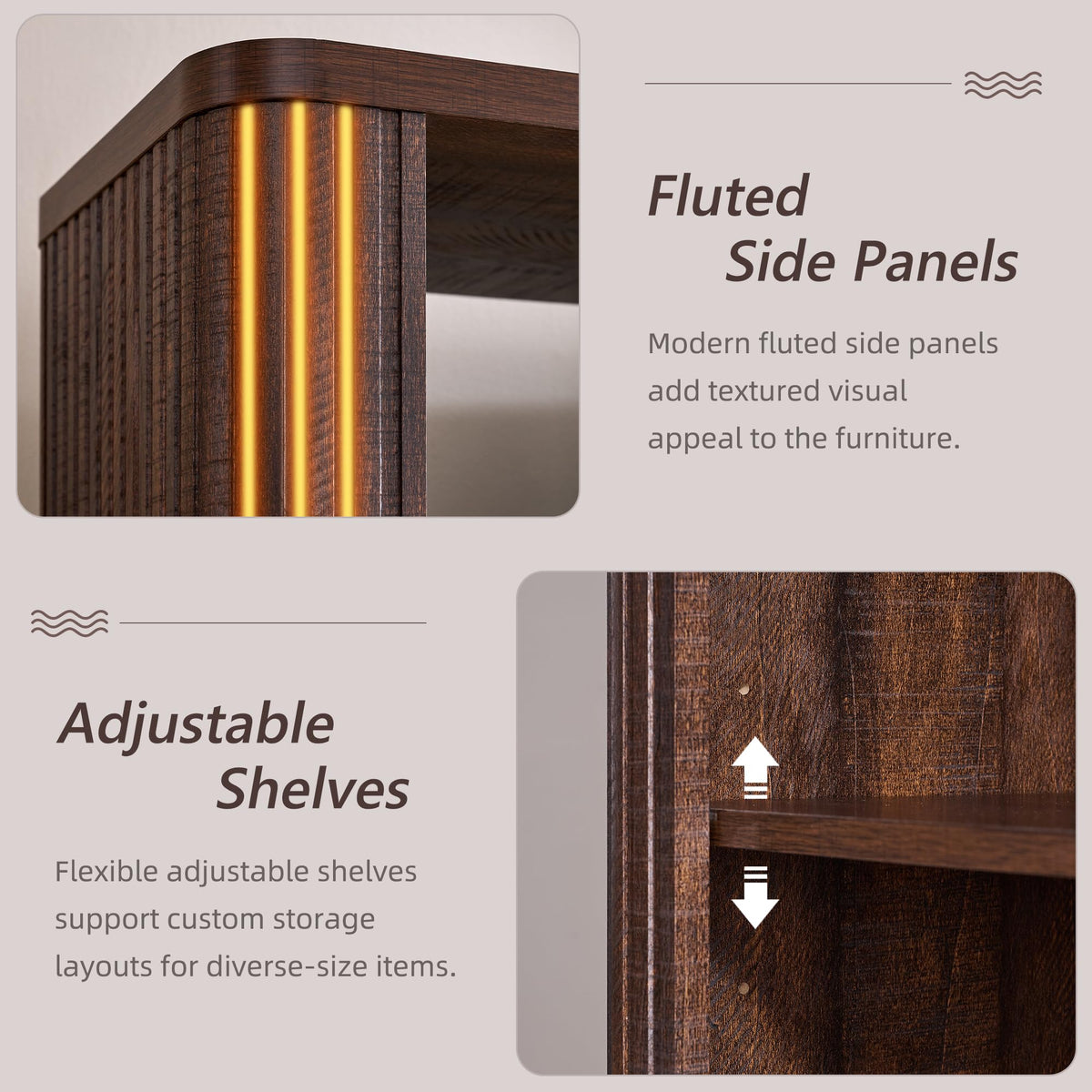 Curved Fluted 5-Tier Bookcase
