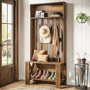 Black Hall Tree with Bench and Shoe Storage