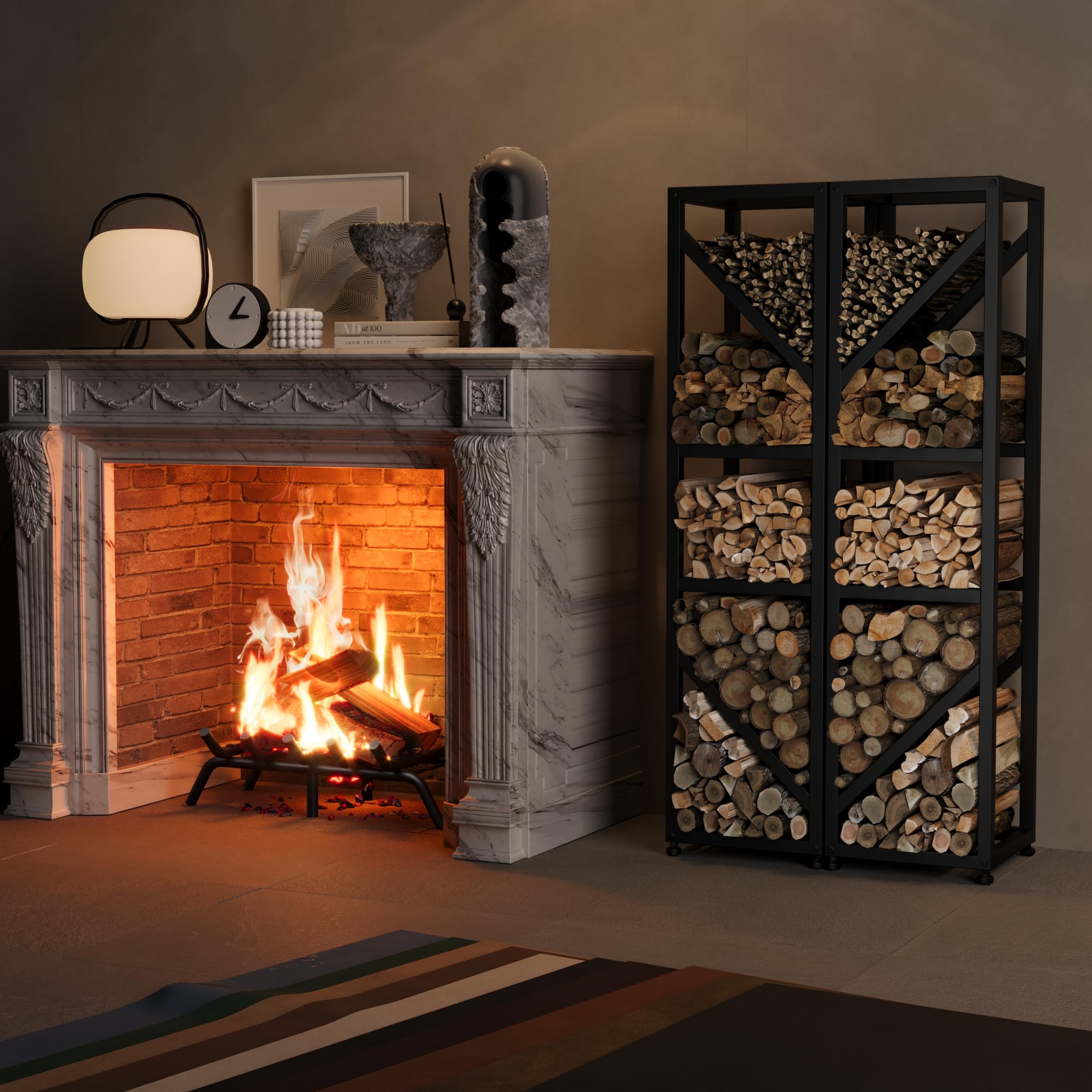 5-Tier Firewood Rack with Adjustable Pads