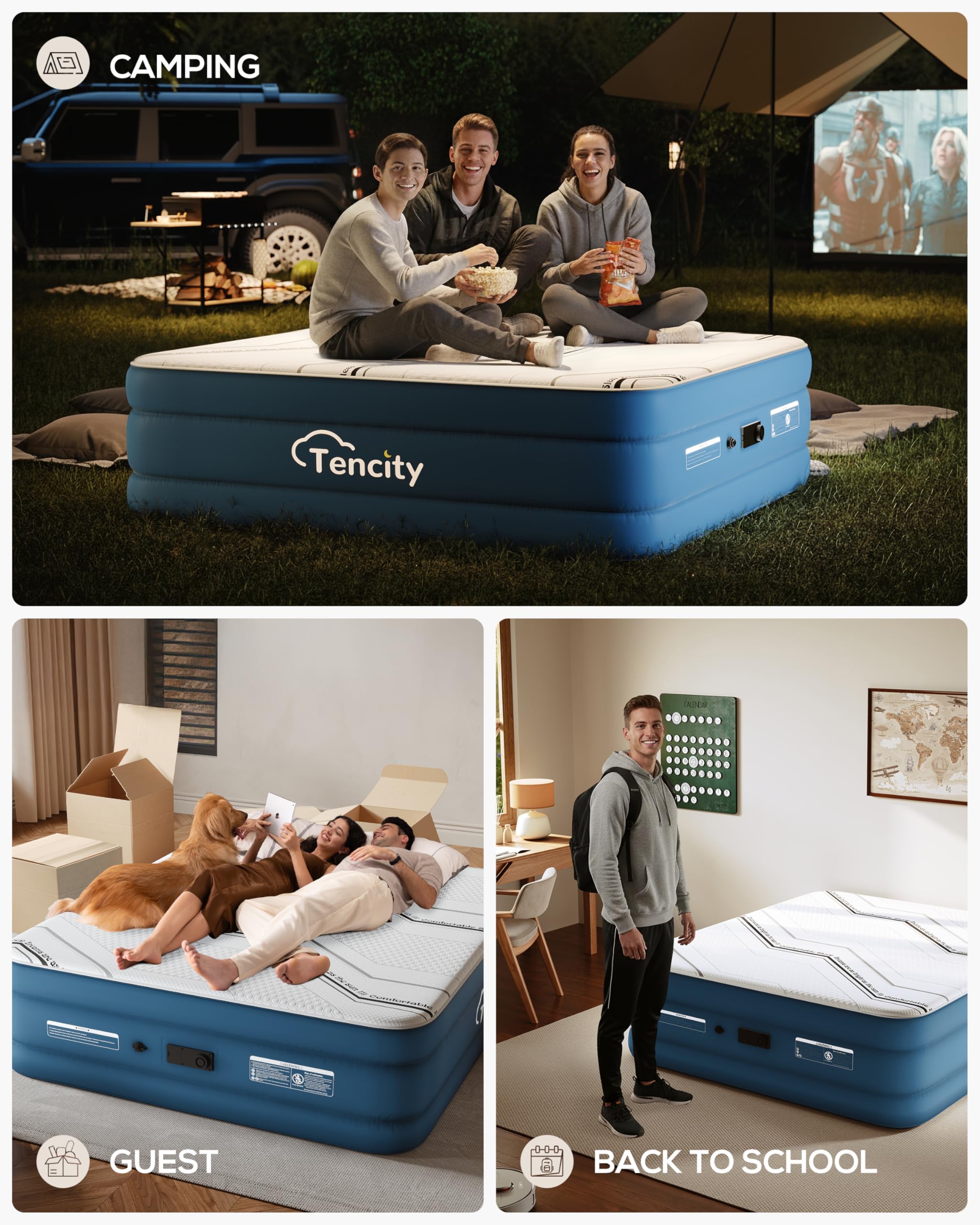 Queen Air Mattress with Quilted Foam Topper – 20" Tall