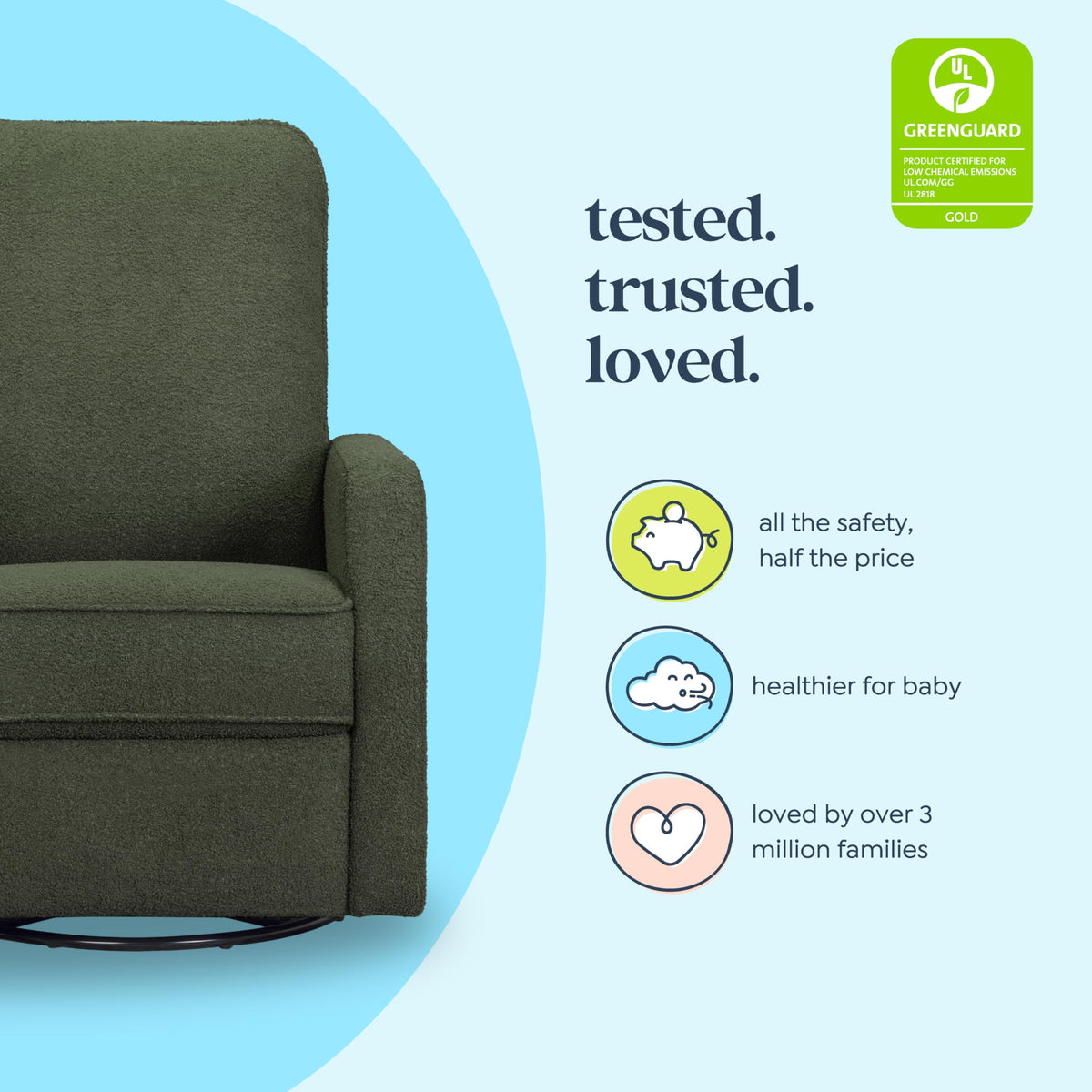 Olive Bouclé Swivel Glider Recliner
