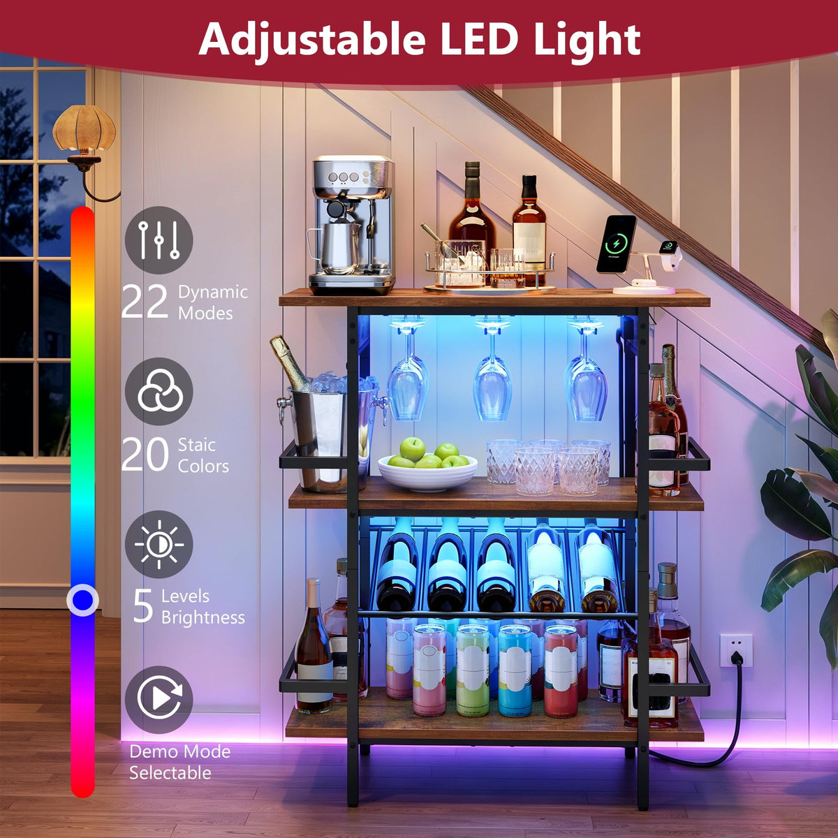 3-Tier LED Wine Rack