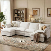 U-Shaped Modular Sectional Sofa with Movable Ottoman