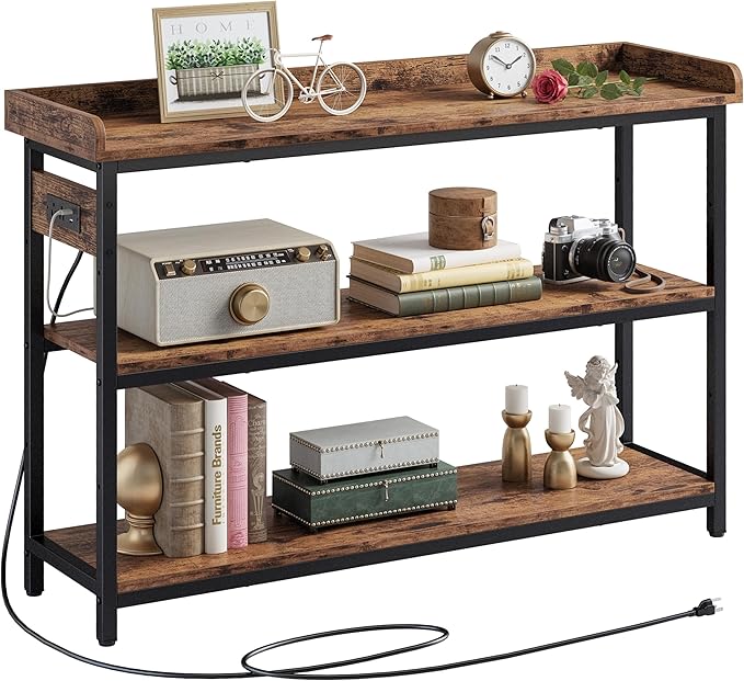 Console Table with Charging Station & Adjustable Height