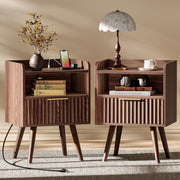 Huuger Nightstand Set of 2 with Charging Station, USB-C Port, End Tables