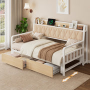 ComfyCorner Twin to King Daybed, Convertible Sofa Bed with Trundle, White