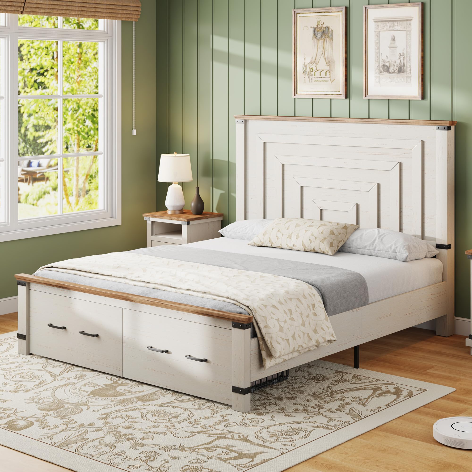 5-Piece Farmhouse Bedroom Set with Storage & Charging