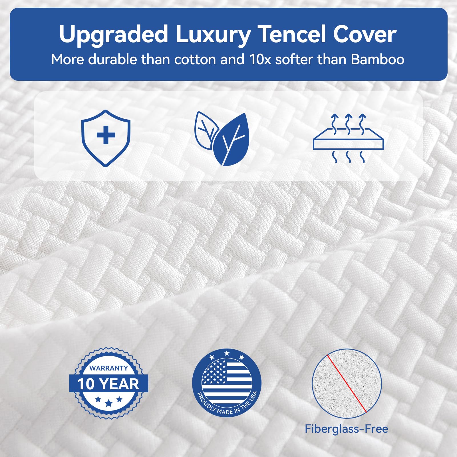 King RV Mattress Memory Foam-Mattress 10 Inch, Updated Cooling Green Tea/Gel Mattresses for Camper/Truck/Trailer, Medium Firm-Mattress with Fiberglass-Free Cover, CertiPUR-US,Made in USA, 80'' x 72''
