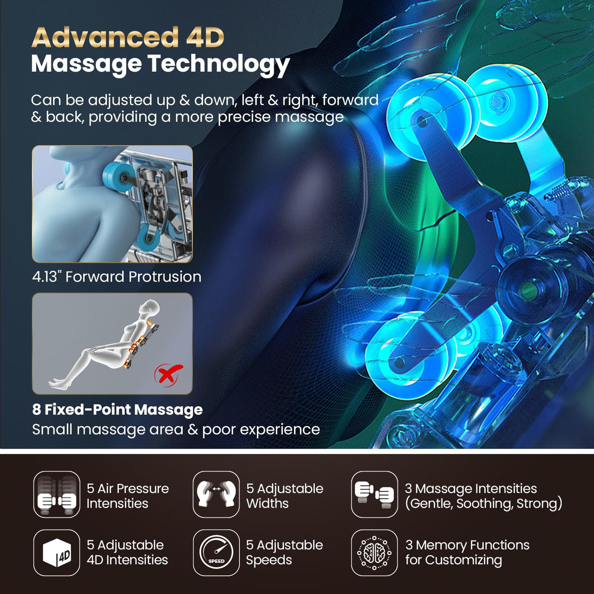 COSTWAY 4D Flexible Track Massage Chair, Full Body Zero Gravity Massage Recliner w/Airbags, Waist Heater, Electric Calf Frame, Auto Body Scan, Wireless Charging Station, Thai Stretching, Brown