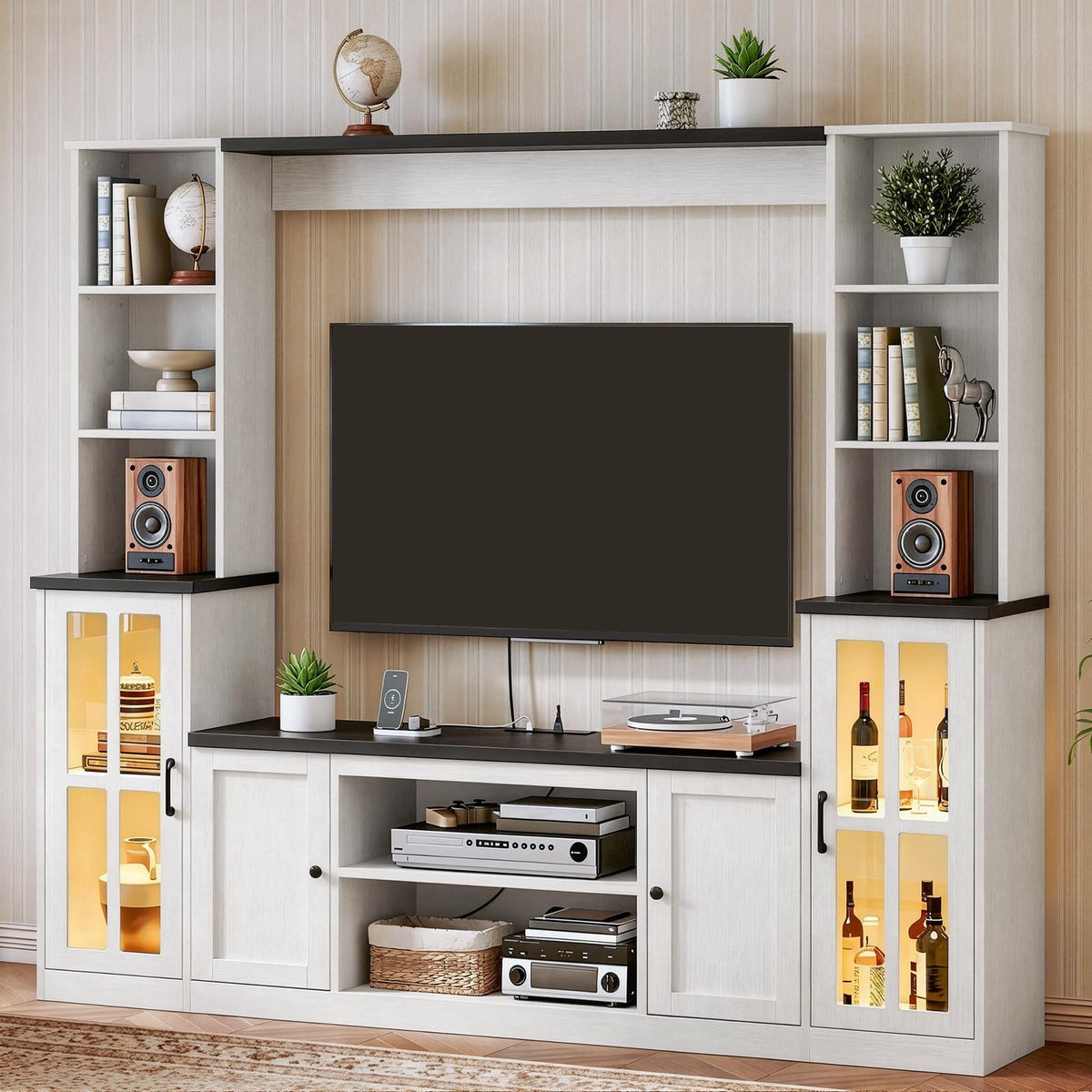Narolabo Wall Unit Entertainment Center, TV Stand with Bookshelves