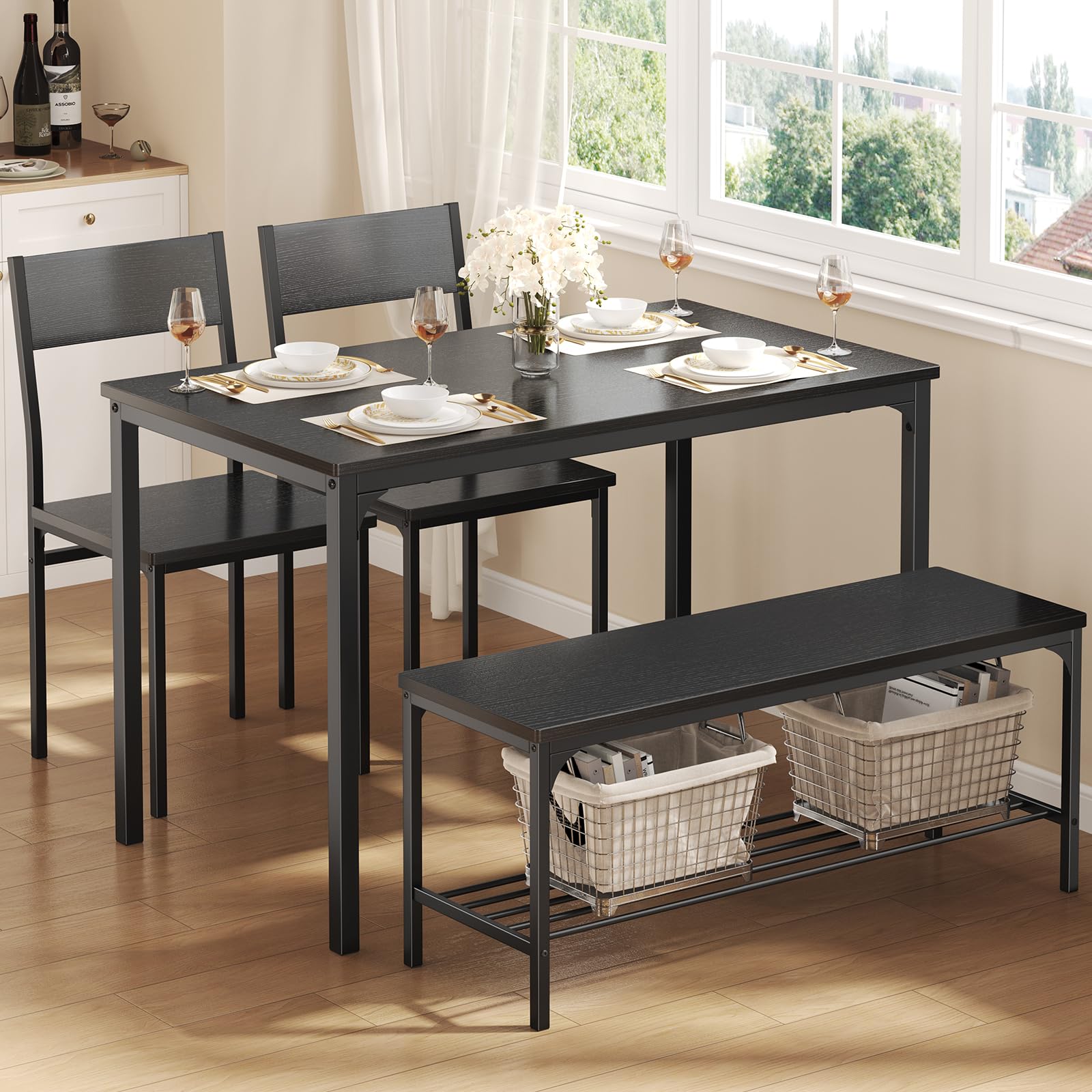 Dining Table Set with Bench – 3 or 4 Piece