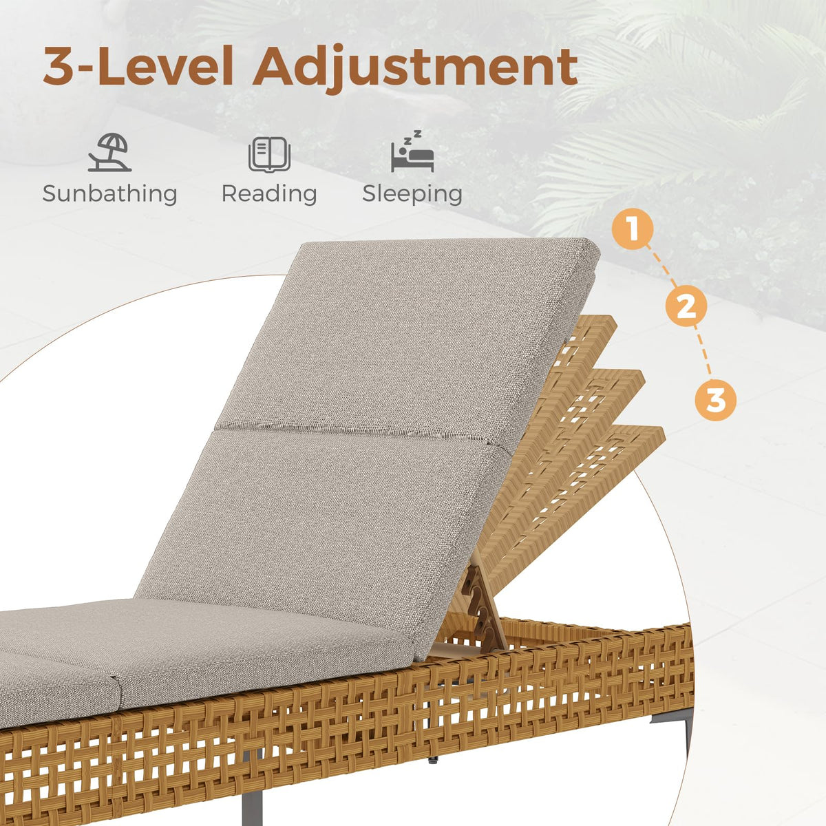 Adjustable Wicker Chaise Lounge