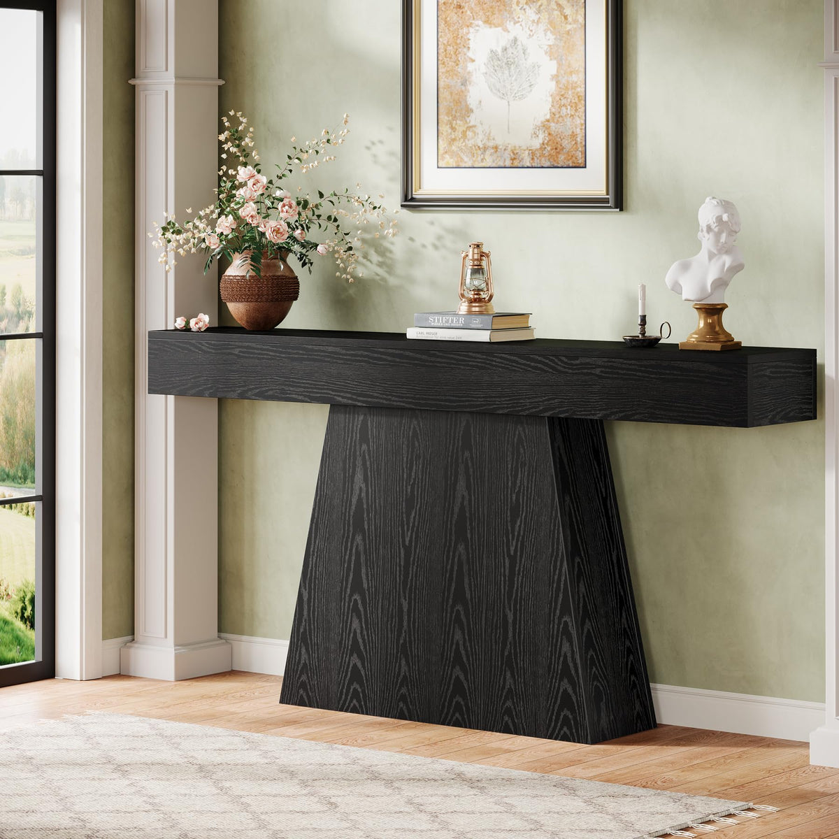 Black Trapezoidal Console Table