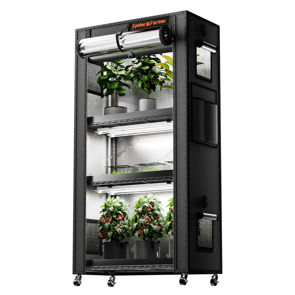 Spider Farmer 4 Tier Plant Stand with Grow Lights Indoor Greenhouse Shelf