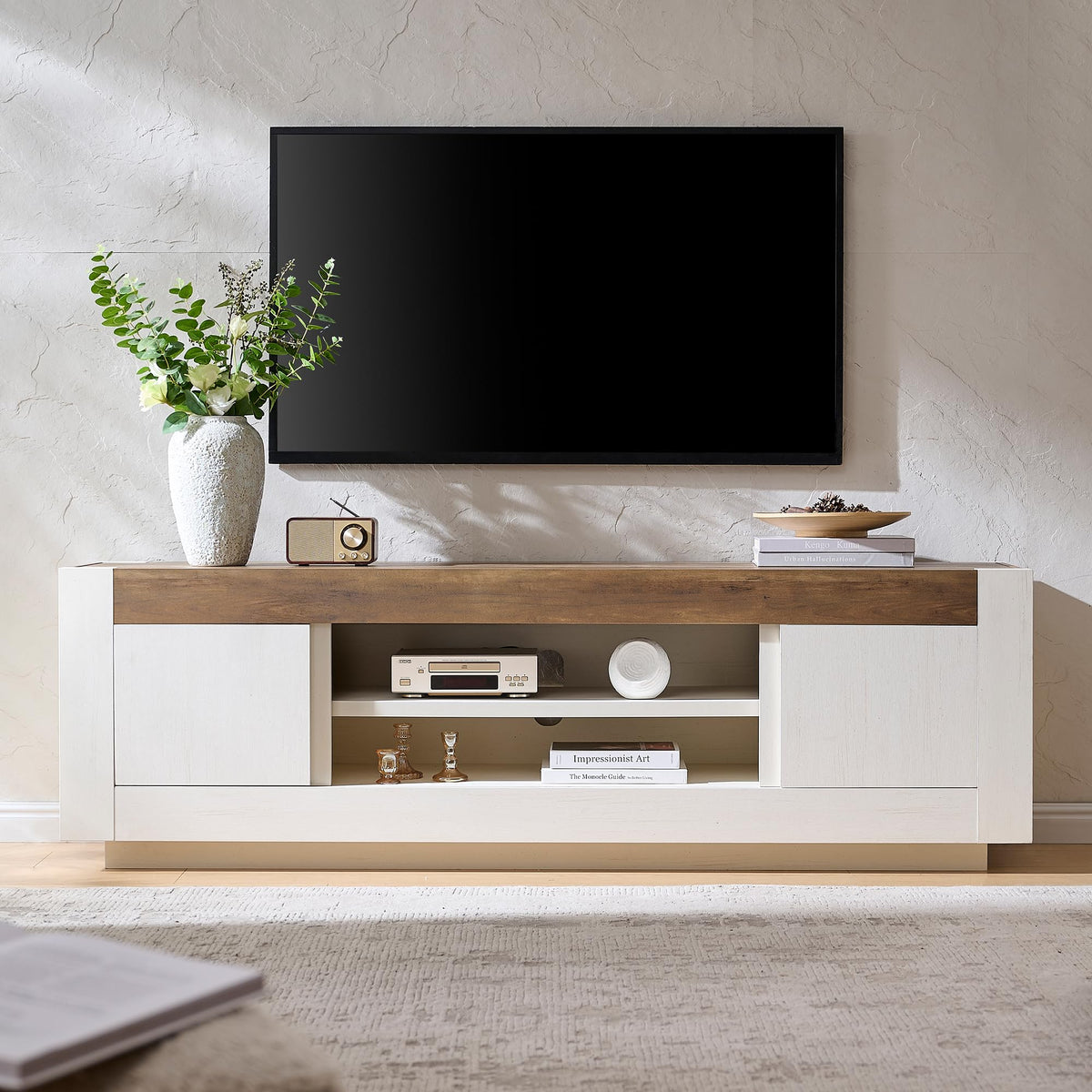 Antique White Low-Profile TV Stand