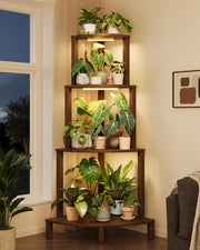 4-Tier Corner Plant Stand with Grow Lights