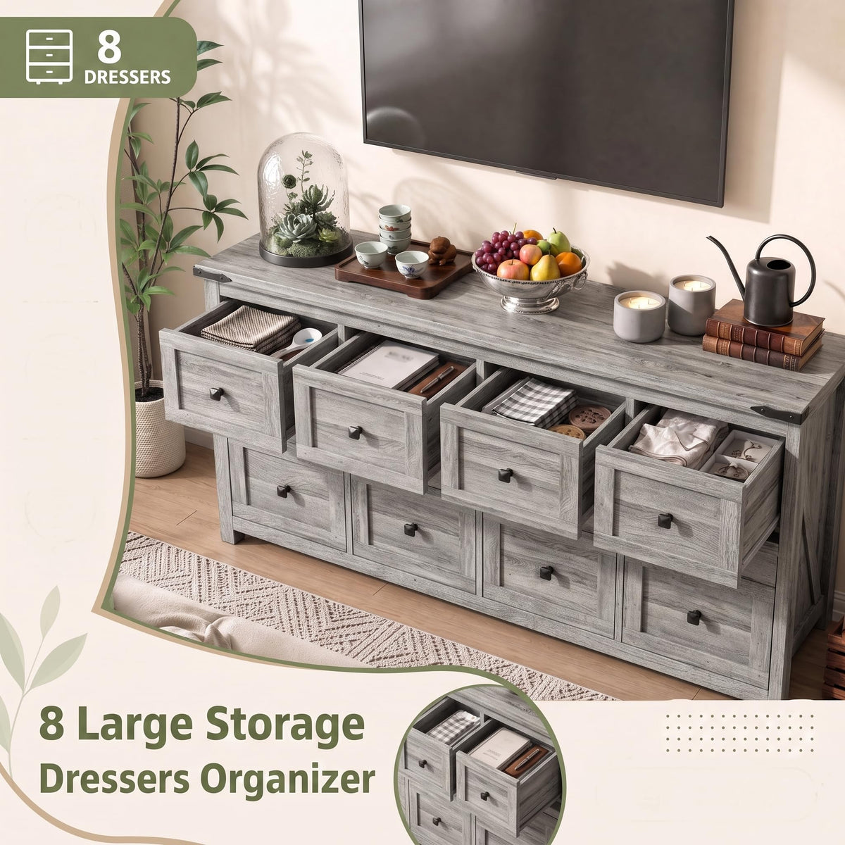 Farmhouse 8-Drawer Dresser