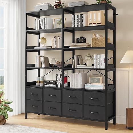Bookshelf with 8 Fabric Drawers, 7-Tier
