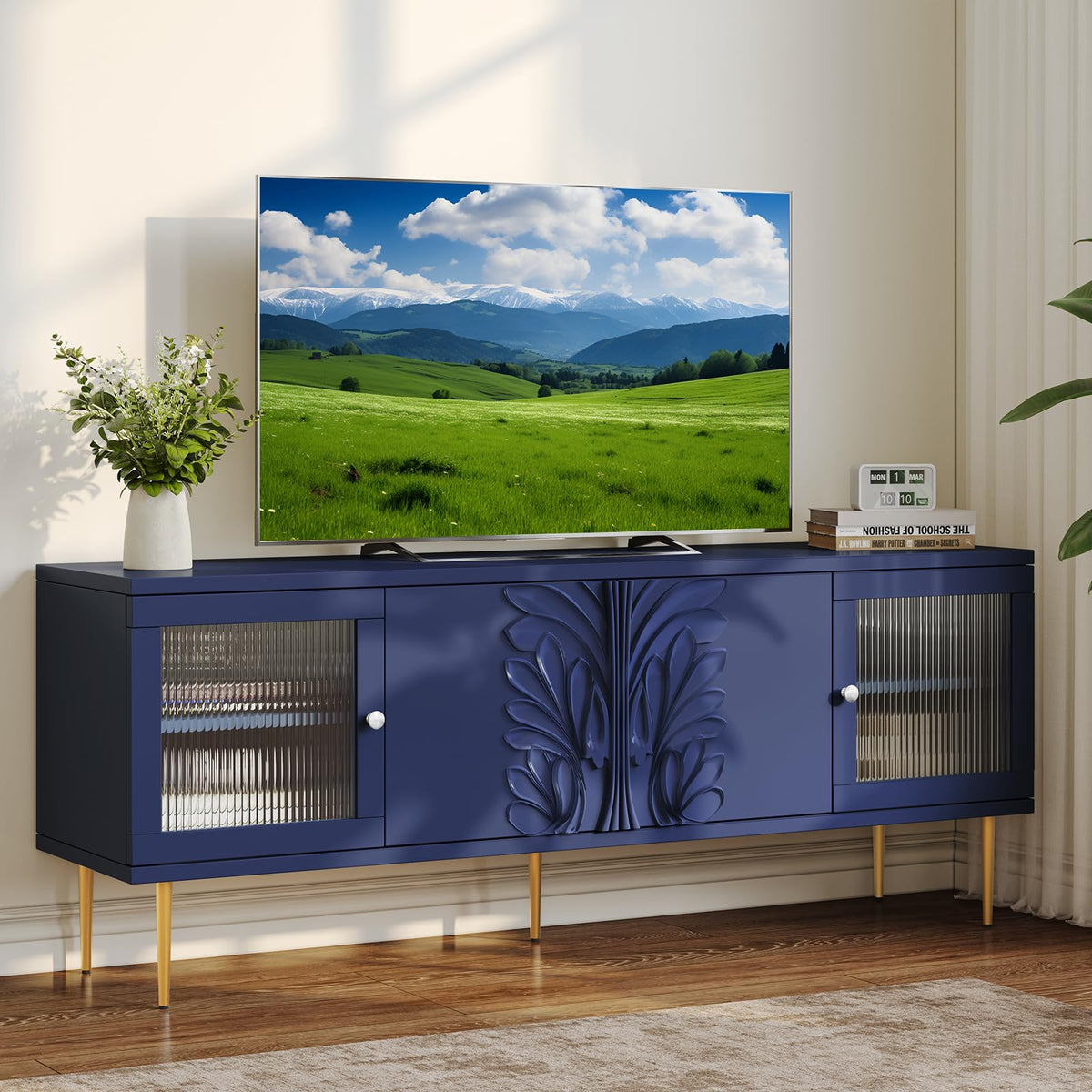 Fluted Glass TV Stand