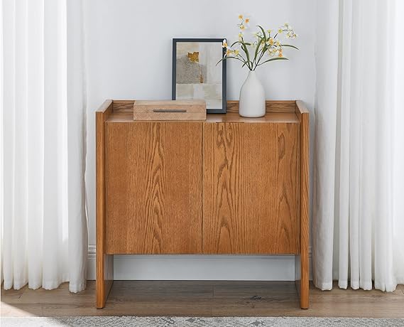 Mid Century Modern Narrow Sideboard Buffet Cabinet with 2 Doors