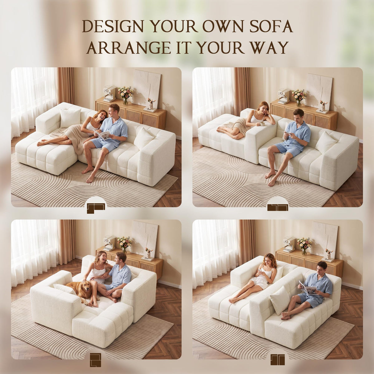 Chenille Modular Sectional Sofa with Chaise